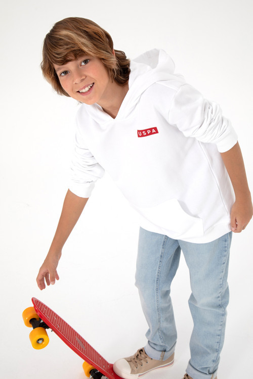 Erkek Çocuk Beyaz Kapüşonlu Sweatshirt 50293566-VR013