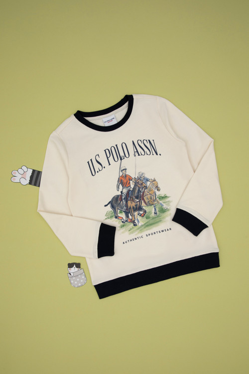 Erkek Çocuk Krem Bisiklet Yaka Sweatshirt 50293603-VR071