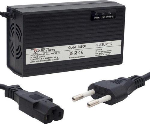 PM-31801 60 VOLT - 20 AMPER C16 ERKEK UÇLU ELEKTRİKLİ BİSİKLET ŞARJ CİHAZI