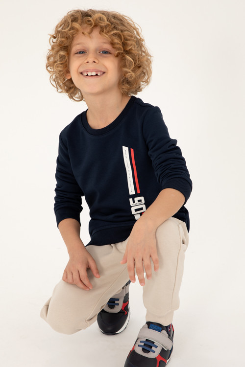 Erkek Çocuk Lacivert Bisiklet Yaka Sweatshirt 50293546-VR033