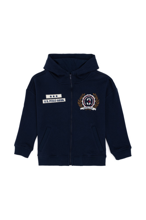 Erkek Çocuk Fermuarlı Lacivert Kapüşonlu Sweatshirt 50297203-VR033
