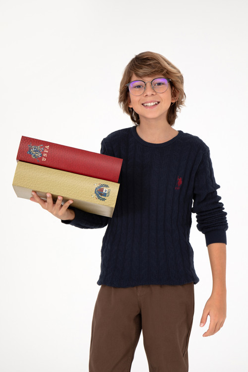 Erkek Çocuk Lacivert Basic Bisiklet Yaka Kazak 50293551-VR033