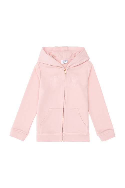 Kız Çocuk Açık Pembe Kapüşonlu Basic Sweatshirt 50292507-VR050