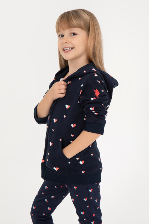 Kız Çocuk Lacivert Kapüşonlu Sweatshirt 50298198-VR033