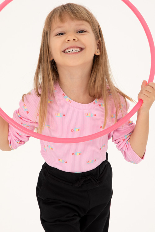 Kız Çocuk Pembe Bisiklet Yaka Sweatshirt 50298175-VR041