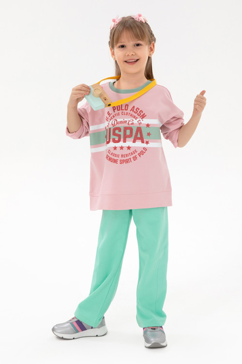 Kız Çocuk Pembe Bisiklet Yaka Sweatshirt 50298163-VR041