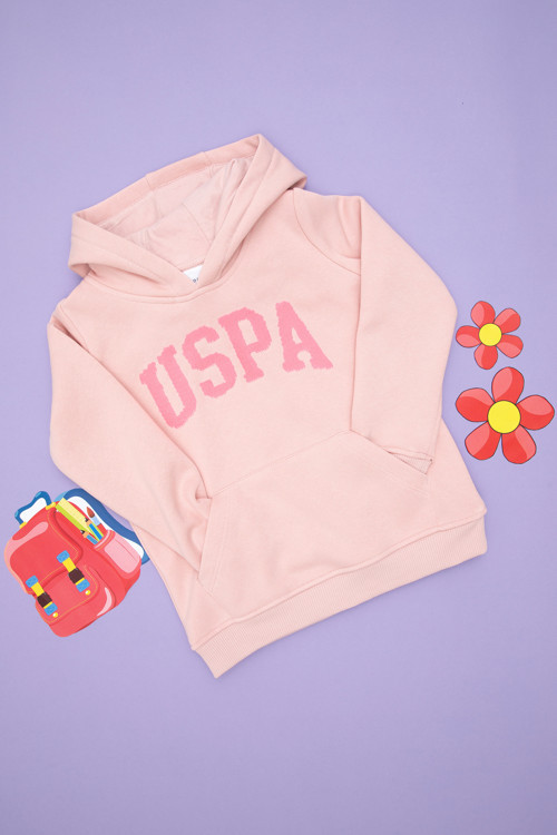 Kız Çocuk Toz Pembe Kapüşonlu Basic Sweatshirt 50292512-VR050