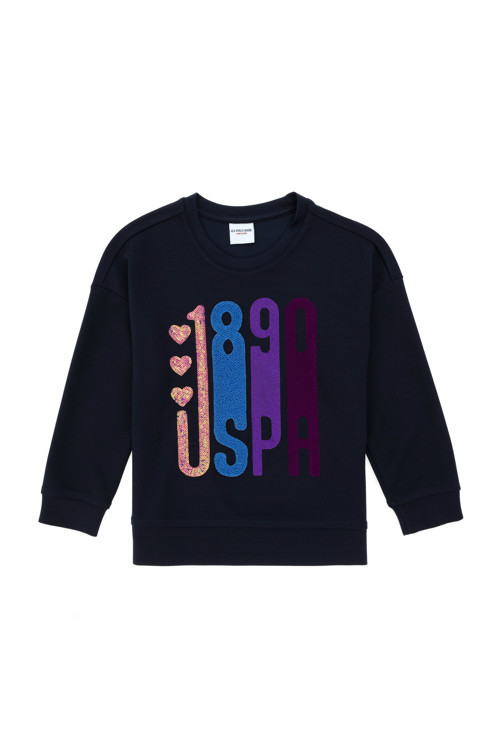Kız Çocuk Lacivert Bisiklet Yaka Sweatshirt 50290709-VR033