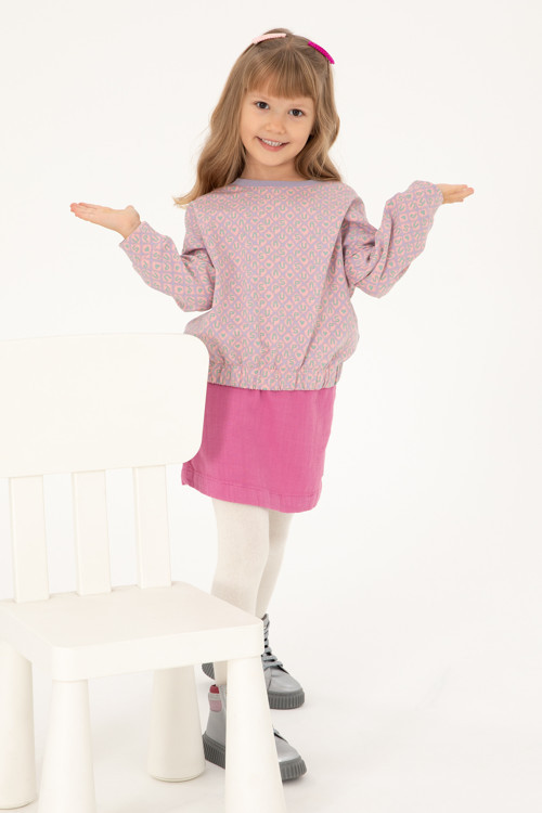 Kız Çocuk Lila Bisiklet Yaka Sweatshirt 50298156-VR034