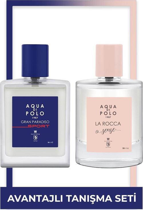 La Rocca Sense ve Gran Paradiso Sport EDP 50 ml Kadın Erkek Parfüm Seti STCC021161