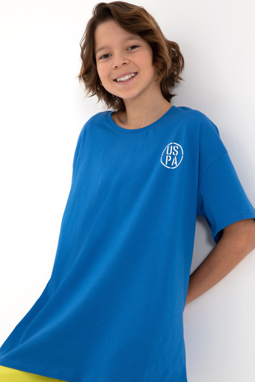 Erkek Çocuk Kobalt Oversize Bisikelt Yaka Tişört 50298981-VR077