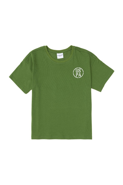 Erkek Çocuk Yeşil Oversize Bisiklet Yaka Tişört 50298981-VR054