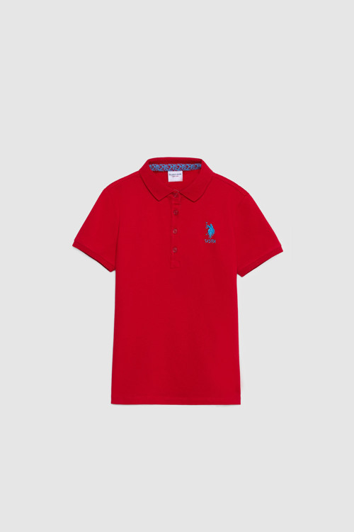 Kız Çocuk Kırmızı Polo Yaka Basic Tişört 50320287-VR171