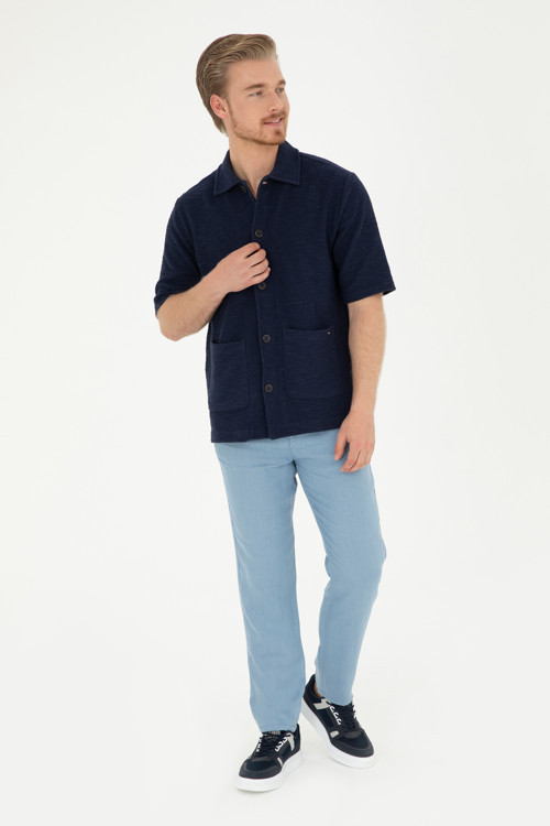 Erkek Carrot Fit İndigo Kanvas Pantolon50285618-VR028