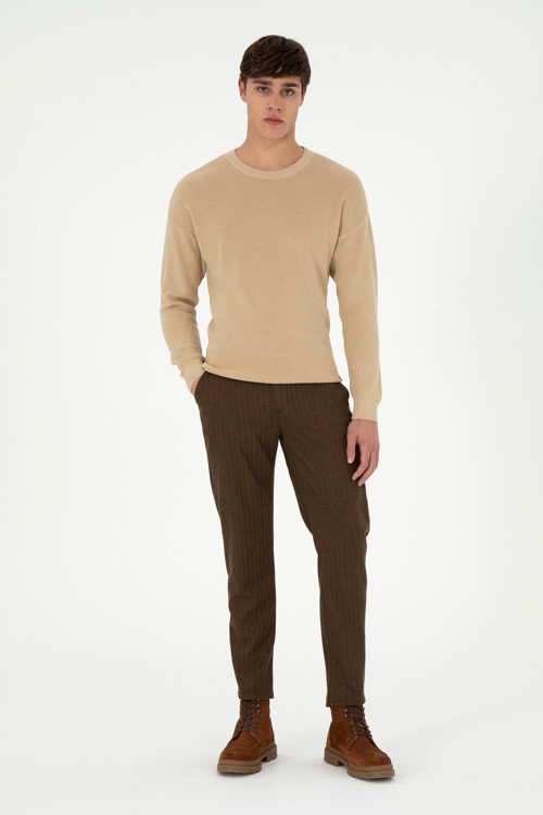 Erkek Carrot Fit Kahverengi Kanvas Pantolon 50291200-VR029