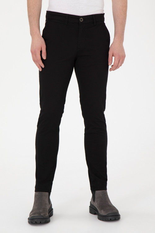 Erkek Slim Fit Siyah Kanvas Pantolon 50291162-VR046
