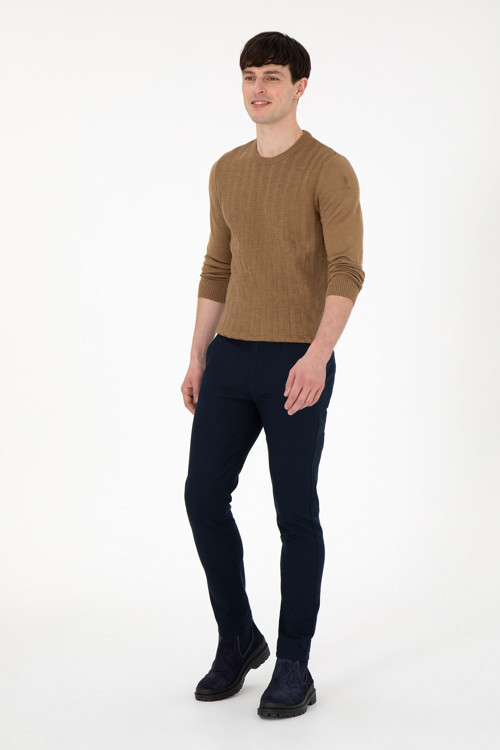 Erkek Slim Fit Lacivert Kanvas Pantolon 50291166-VR033