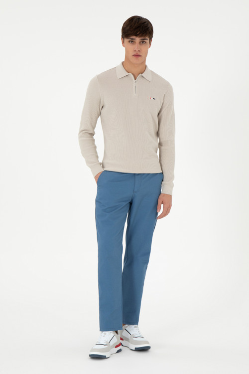 Erkek Regular Fit Saks Kanvas Pantolon 50291179-VR032