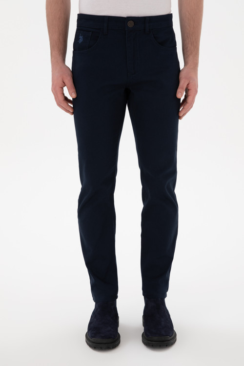 Erkek Lacivert Slim Fit Kanvas Pantolon 50297545-VR033