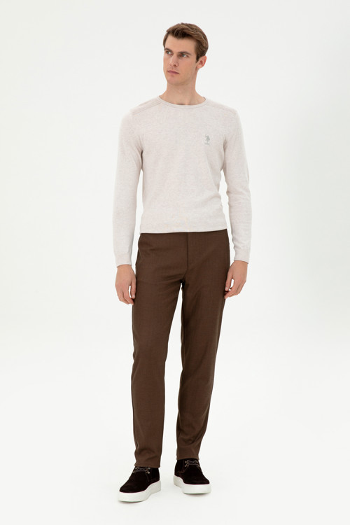 Erkek Kahverengi Kanvas Carrot Fit Pantolon 50297861-VR153