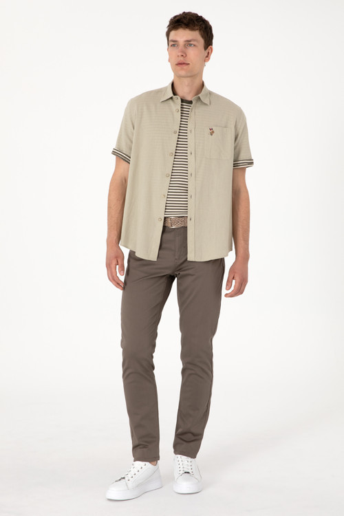 Erkek Slim Fit Vizon Kanvas Pantolon 50300435-VR052