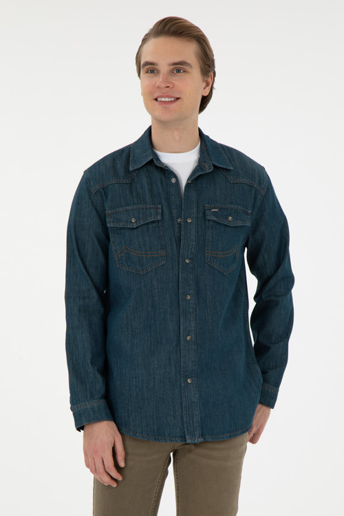 Erkek Mavi Jean Gömlek 50289470-DN0030