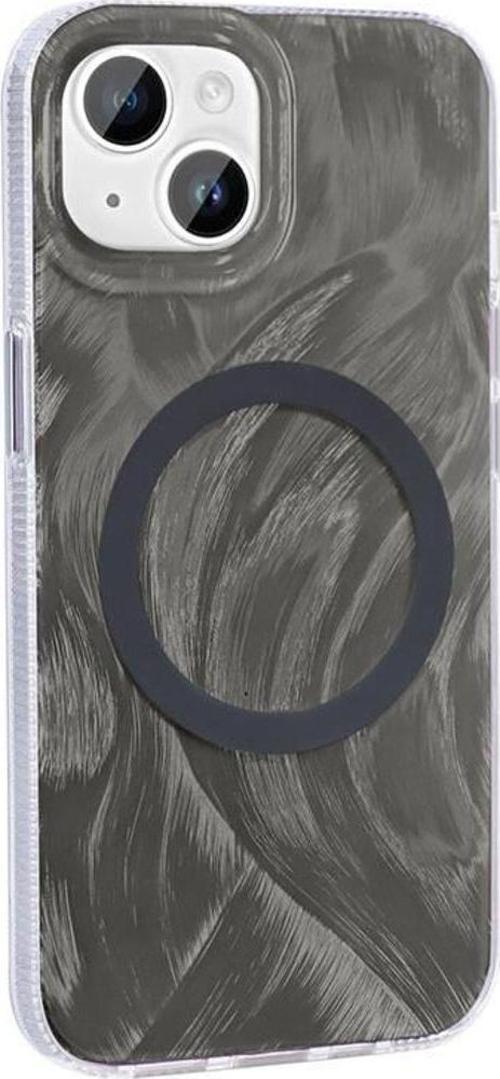 iPhone 14 Plus Kılıf Magsafe Şarj Özellikli Fırça Boya Desenli Palet Kapak