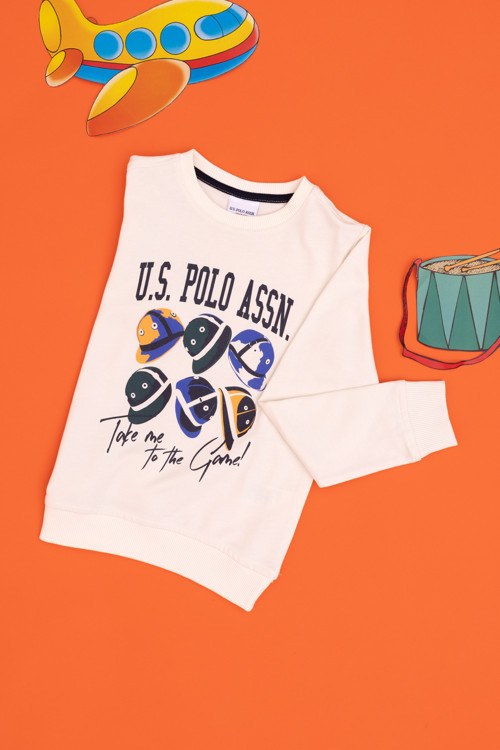 Erkek Çocuk Krem Bisiklet Yaka Sweatshirt 50290663-VR071
