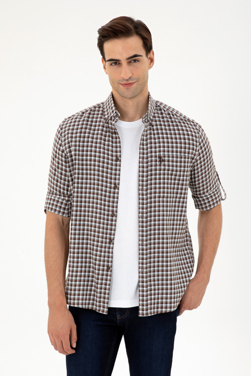 Erkek Kahverengi Uzun Kollu Gömlek 50296628-VR029