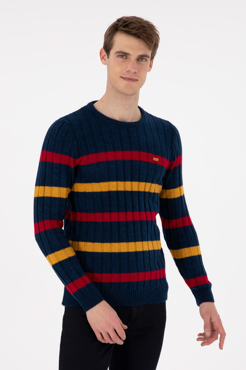 Erkek Regular Fit Bisiklet Yaka Lacivert Kazak 50293109-VR033