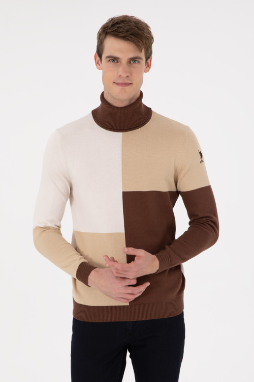 Erkek Slim Fit Balıkçı Yaka Kum Kazak 50297057-VR085