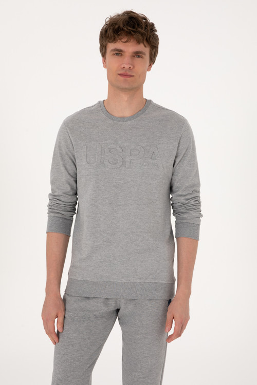 Erkek Gri Melanj Basic Sweatshirt 50289058-VR086