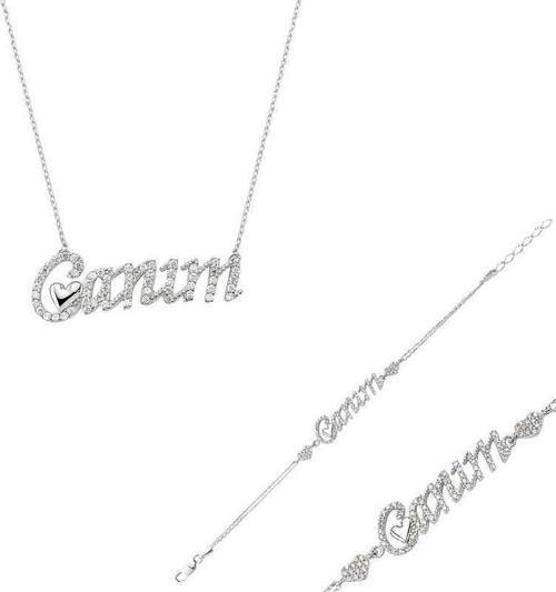 Gümüş Canım Yazılı Kalp Bayan Set