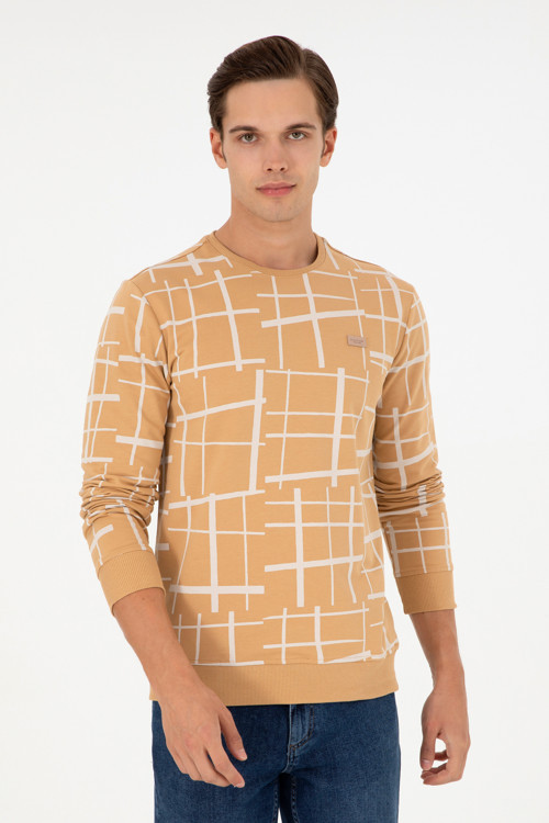 Erkek Regular Fit Bisiklet Yaka Camel Sweatshirt 50290743-VR015