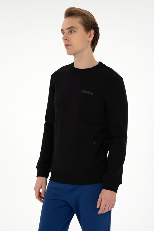 Erkek Regular Fit Bisiklet Yaka Siyah Sweatshirt 50292362-VR046