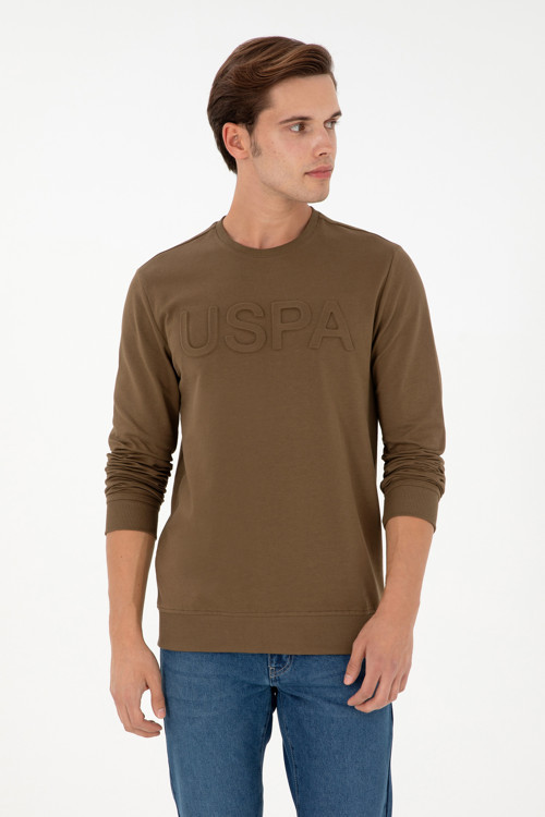 Erkek Regular Fit Bisiklet Yaka Haki Basic Sweatshirt 50289058-VR027