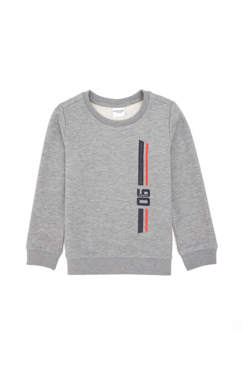 Erkek Çocuk Gri Melanj Basic Bisiklet Yaka Sweatshirt 50293546-VR086