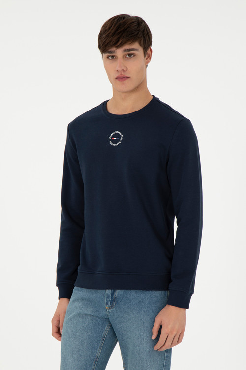 Erkek Regular Fit Bisiklet Yaka Lacivert Sweatshirt 50293436-VR033