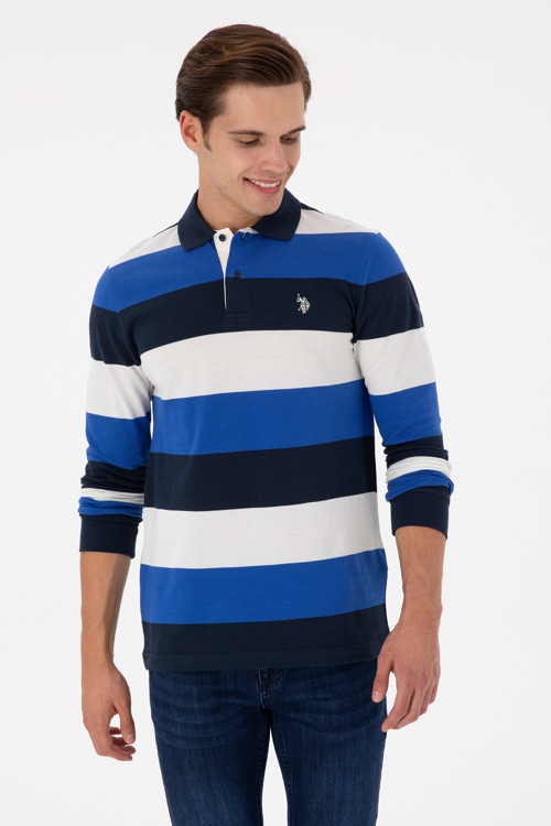 Erkek Regular Fit Polo Yaka Saks Sweatshirt 50293428-VR045