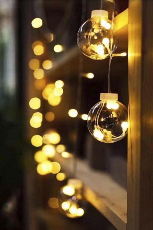 Dekoratif Günışığı Top Ampul Perde Led Çocuk Odası Teras Salon Çam Süsleme Yılbaşı Parti Aydınlatma