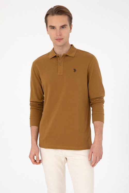 Erkek Regular Fit Polo Yaka Haki Basic Sweatshirt 50307688-VR027