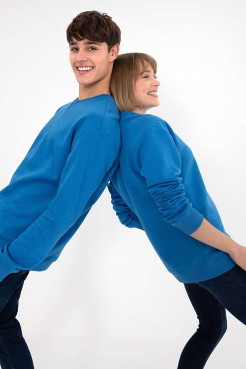 Erkek Bisiklet Yaka Kobalt Basic Şardonlu Sweatshirt 50295148-VR077