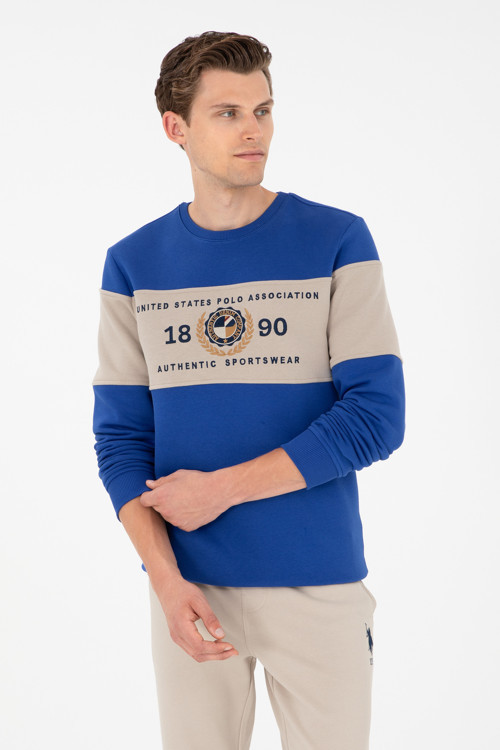 Erkek Regular Fit Bisiklet Yaka Saks Sweatshirt 50296190-VR045