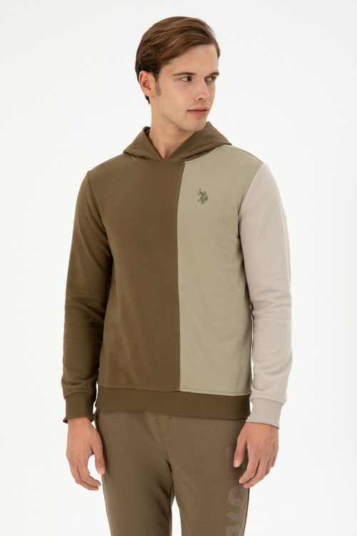 Erkek Regular Fit Kapüşonlu Haki Sweatshirt 50293451-VR027