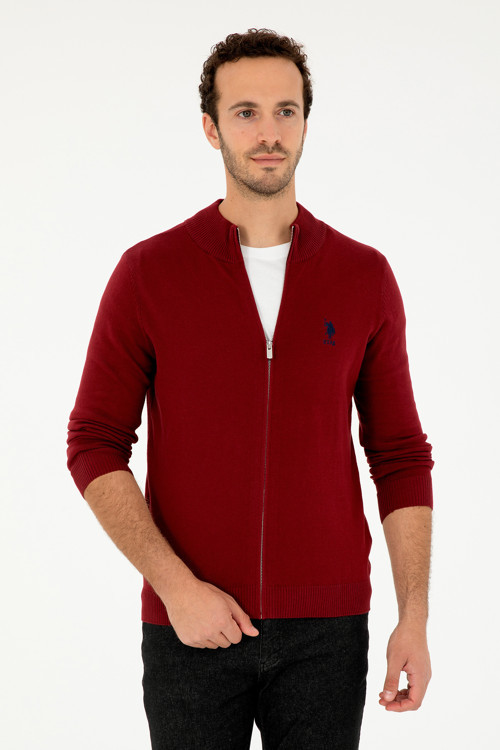Erkek Bordo Basic Triko Hırka 50293526-VR014