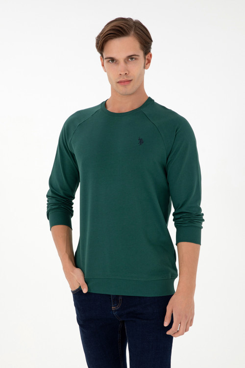 Erkek Koyu Yeşil Basic Sweatshirt 50295159-VR079