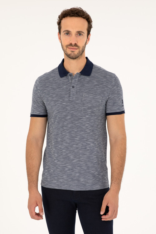Erkek Slim Fit Polo Yaka Lacivert Tişört 50279560-VR033