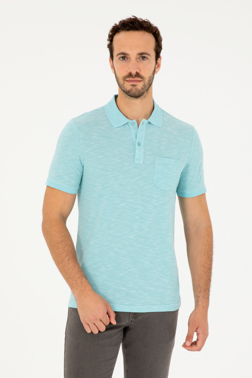 Erkek Slim Fit Polo Yaka Mint Tişört 50279560-VR090