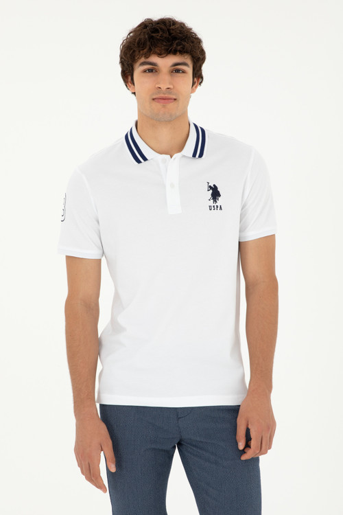Erkek Slim Fit Polo Yaka Beyaz Basic Tişört50279569-VR013