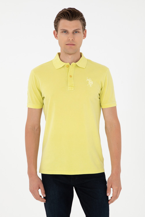 Erkek Slim Fit Polo Yaka Fıstık Yeşili Basic Tişört 50279591-VR087